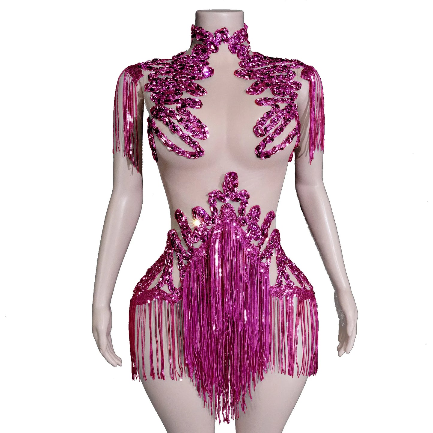 Sexy Mesh Sheer Black Rhinestone rhinestone Bodysuit Singer Dancer Show Stage Outfit Celebrate Party Night Club Performance Waer