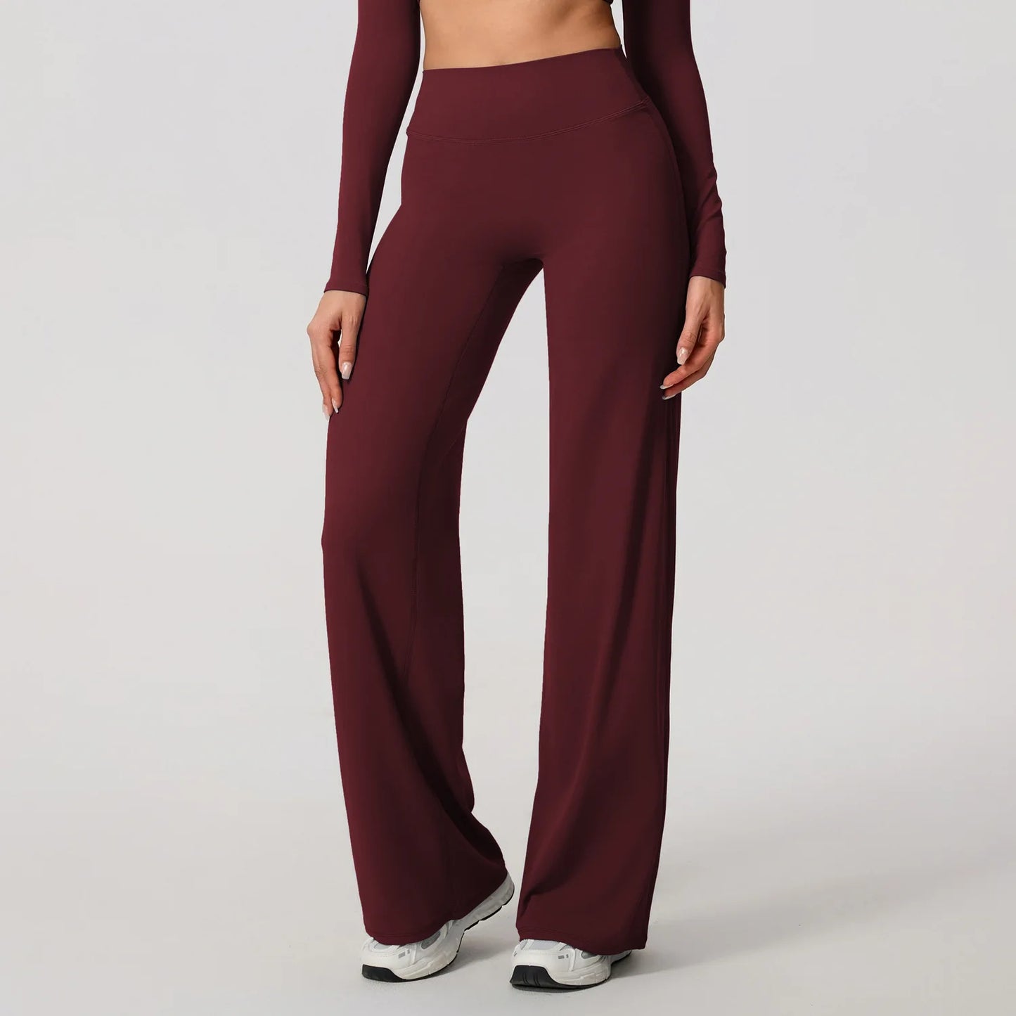 Hearuisavy Women Straight-Leg Sports Pants Gym Clothing Naked Feeling Compression Wide Leg Yoga Leggings Pilates Fitness Tights