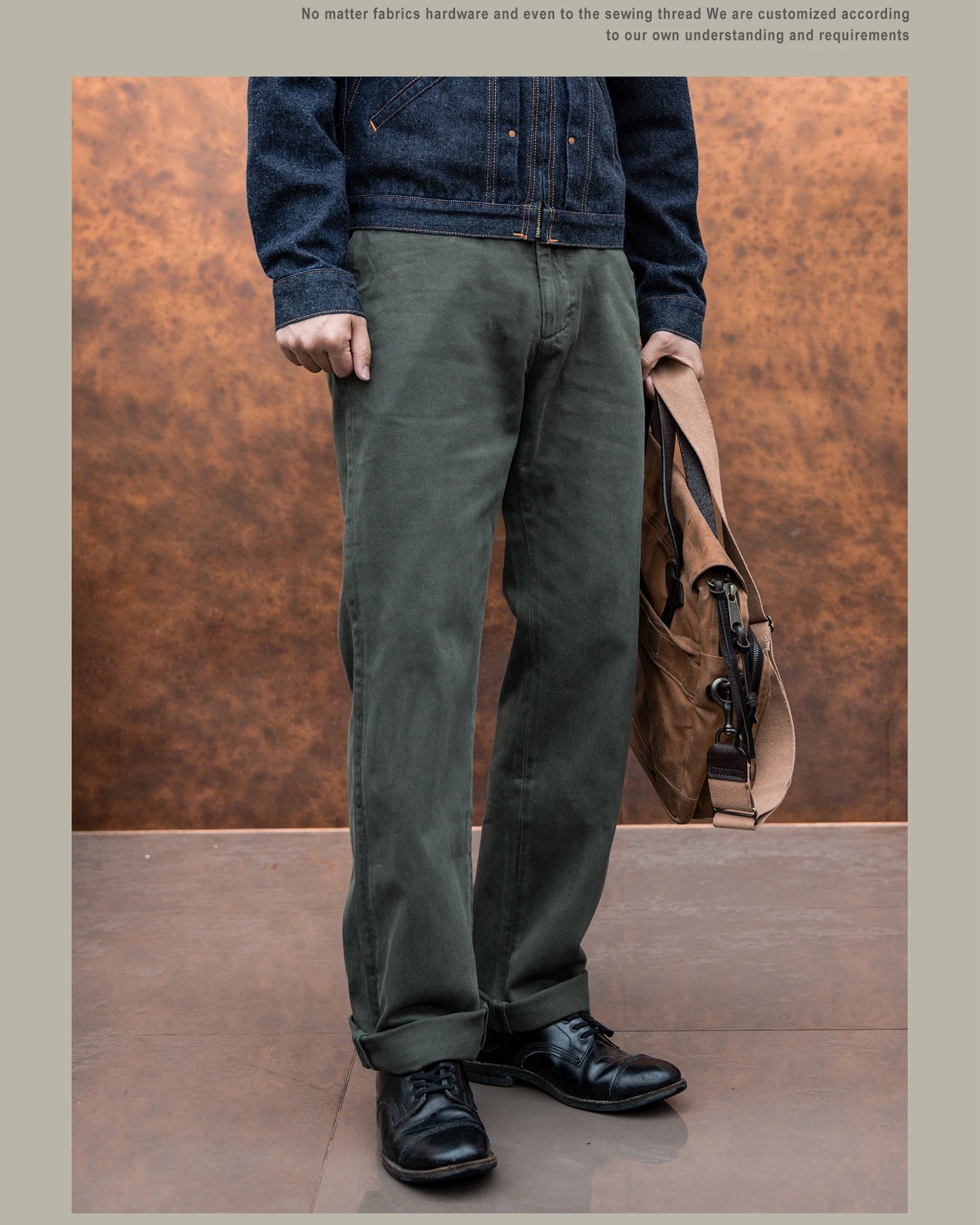Red Tornado Garmen-Dyed Officer Chino Pants Straight Fit American Casual Style Men's Everyday Trousers