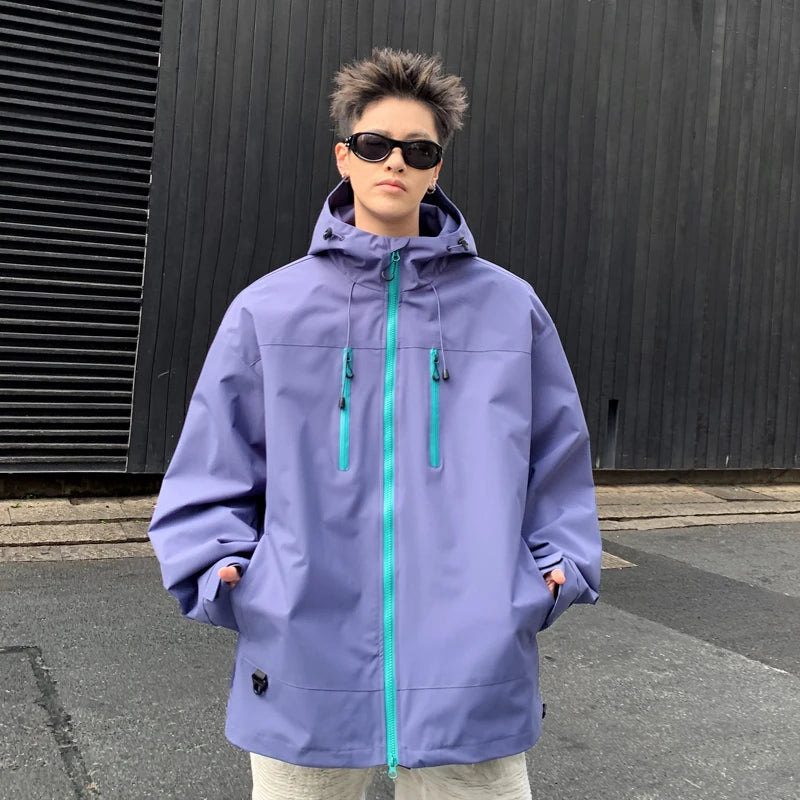 Gorpcore Waterproof Jacket Mens Couple's Ski Oversized Zipper Pocket Windbreaker Autumn High Quality Travel Camping Hooded Coats