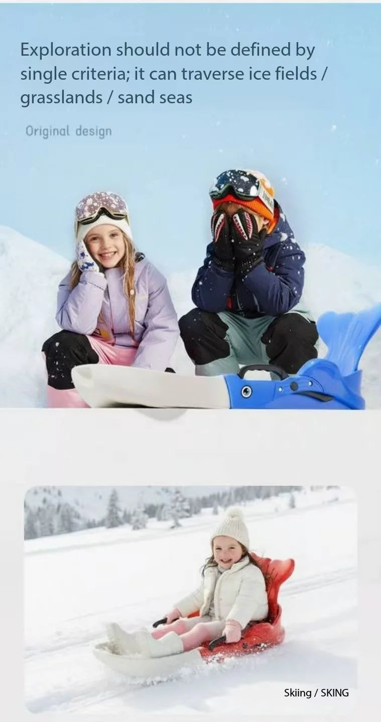 High back snowboard, children's thick and wear-resistant snow toboggan, snowboard, sled, outdoor skateboard, ice skates