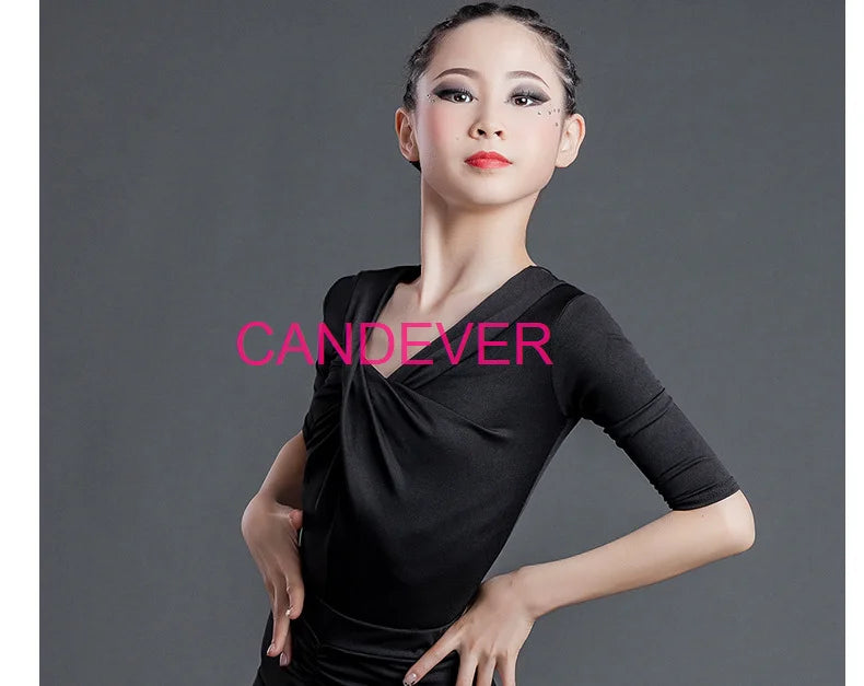 sexy Latin Dance Costume For Girls Ballroom Salsa Tango top Skirts Kids Child lace Leopard Latin Dance Split Dress Leotard Skirt