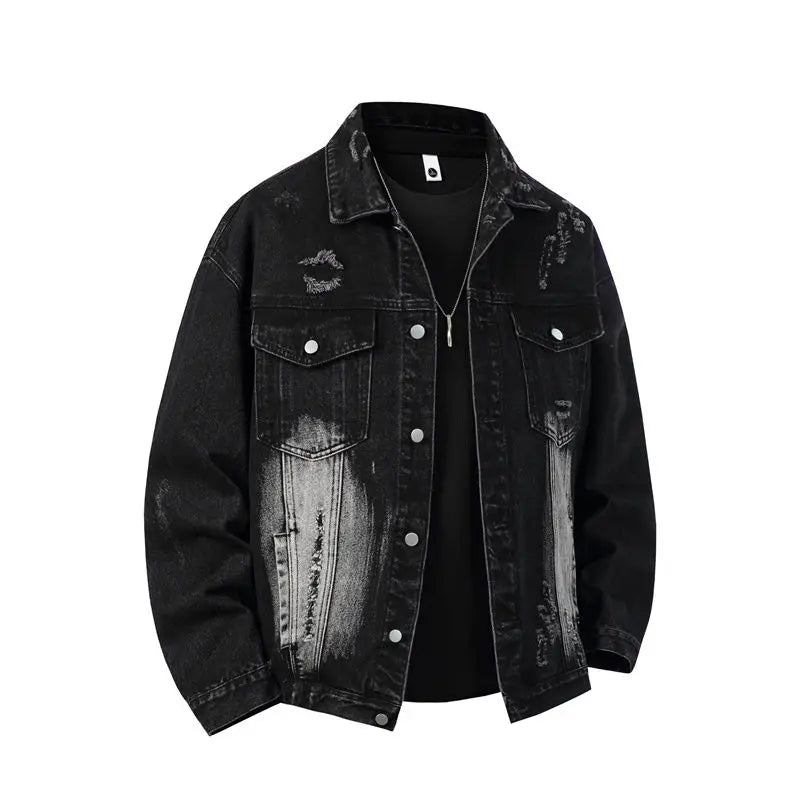Spring Autumn Denim Jacket Men Retro Hole Jean Jacket Male Casual Streetwear Hip Hop Coats Trend Loose Motorcycles Denim Outwear