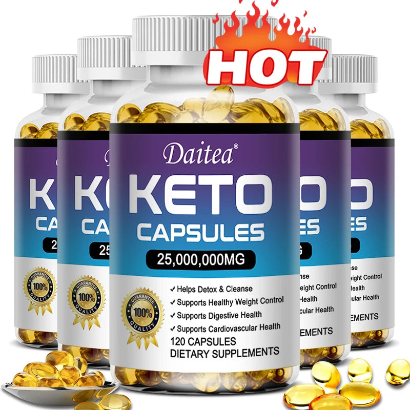 Keto Capsules - Weight & Fat Management, Burn Belly Fat, Detoxification, Digestion, Immunity - High Strength Ketone Supplement