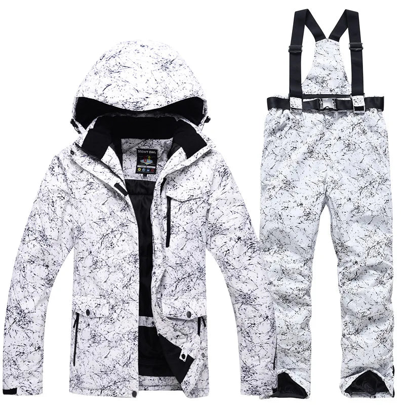 Thicken Warm Ski Suit for Men Windproof Waterproof Skiing Suits Male Snowboarding Jacket and Pants, Snow Overalls Winter New