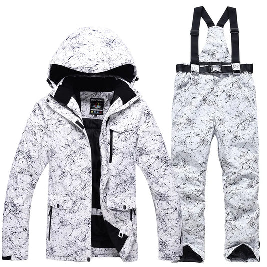 Thicken Warm Ski Suit for Men Windproof Waterproof Skiing Suits Male Snowboarding Jacket and Pants, Snow Overalls Winter New