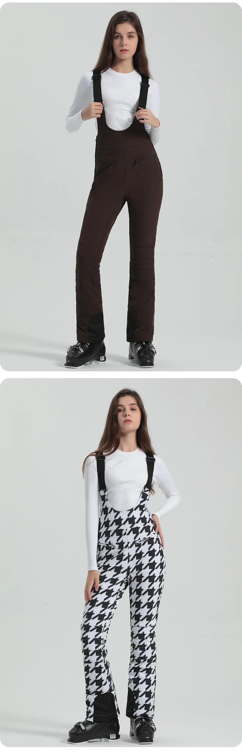 2024 Gsou Snow Winter Ski Pant Women Snowboard Strap Trouser High Waist Elastic Windproof Waterproof Thicken Thermal for Outdoor