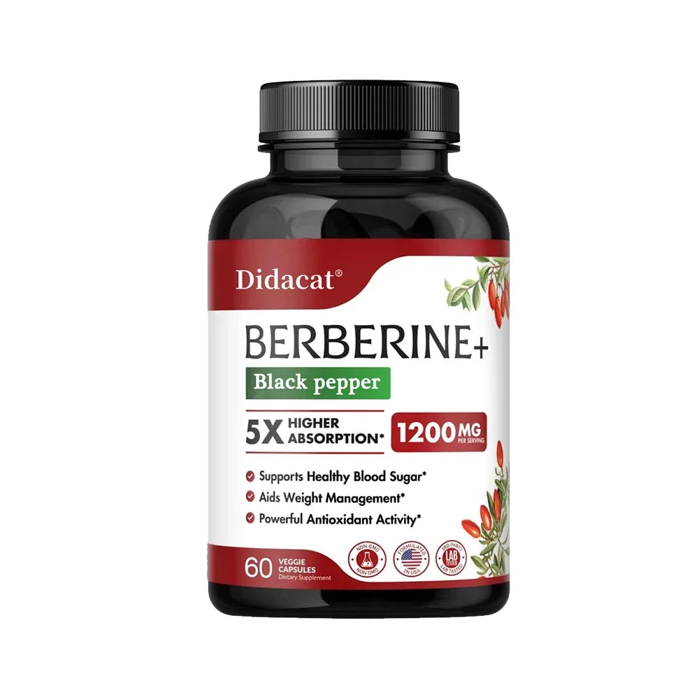 Berberine HCl Supplement - for Metabolism & Cholesterol, Weight Management, GI & Immunity Vegetarian, Gluten-Free