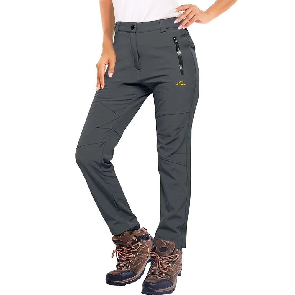 MAGCOMSEN Women's Ski Pants Winter Fleece Lined Waterproof Warm Snow Trekking Hiking Pants Outdoor Trousers Female