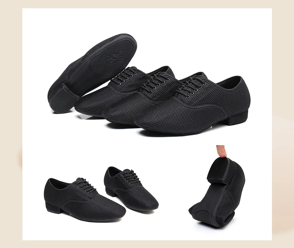 Men's Modern Jazz Sneaker for Men Boys Professional Black White Latin Salsa Shoes Plus Size Low Heel Tango Ballroom Dance Shoes