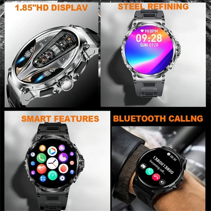2025 New Military GPS V69 Smart Watch Men 1.85 inch 710 mAh Heart Rate GPS Sports IP68 Waterproof Bluetooth Talk  Smartwatch Man