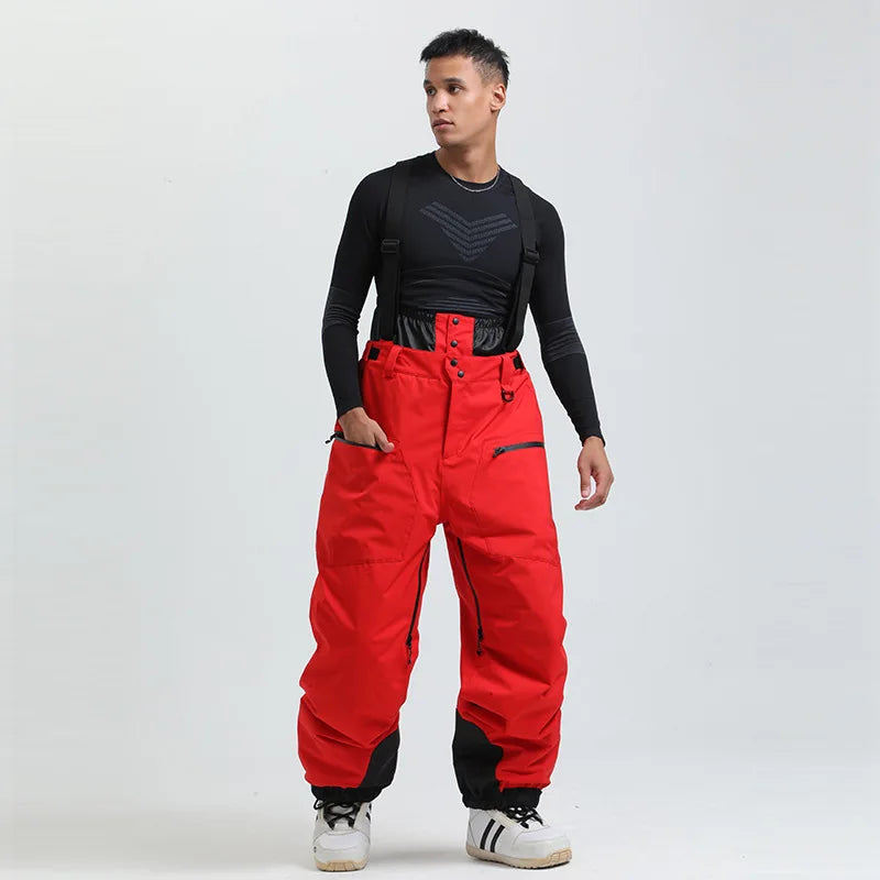 Gsou Outdoor Sport Mountain Female Ski Pants Winter Waterproof Men Women Snowboard Overalls Suspender Snowpants Warmth -40 degre