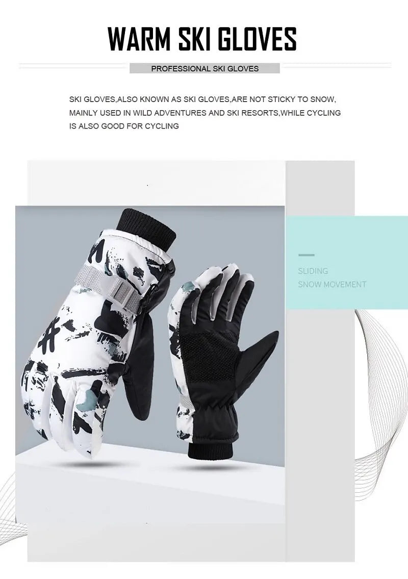 Winter Snow Ski Gloves Unisex Non-slip Touch Screen Waterproof Motorcycle Cycling Skiing Fleece Warm Sports Snowboard Glove