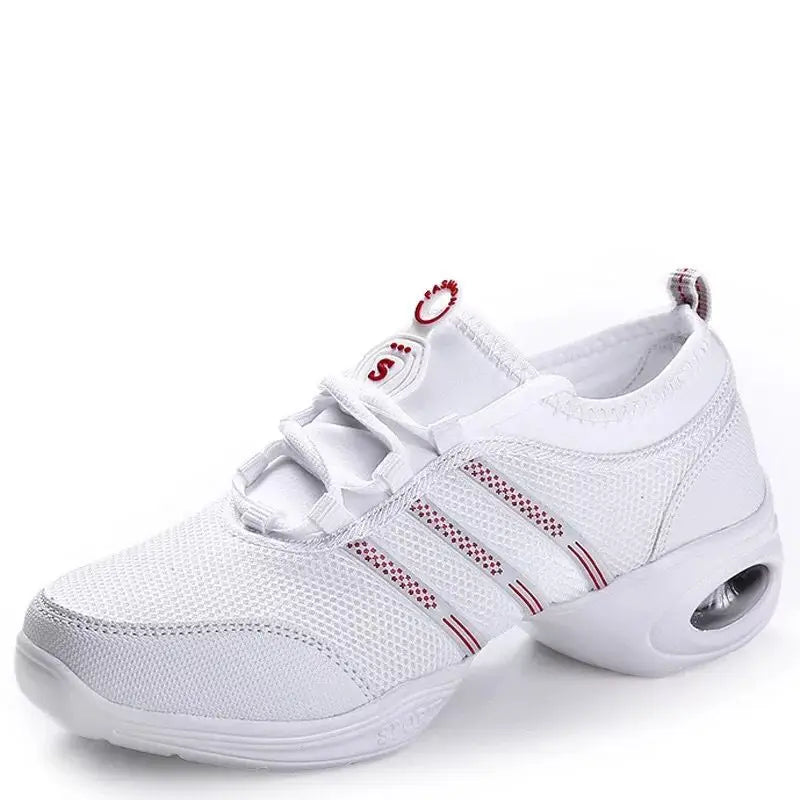 Breathable Dance Sneakers Woman Man Black Red Air Mesh Split-sole Square Dance Salsa Dancing Shoes Girls Ladies Sports Shoes