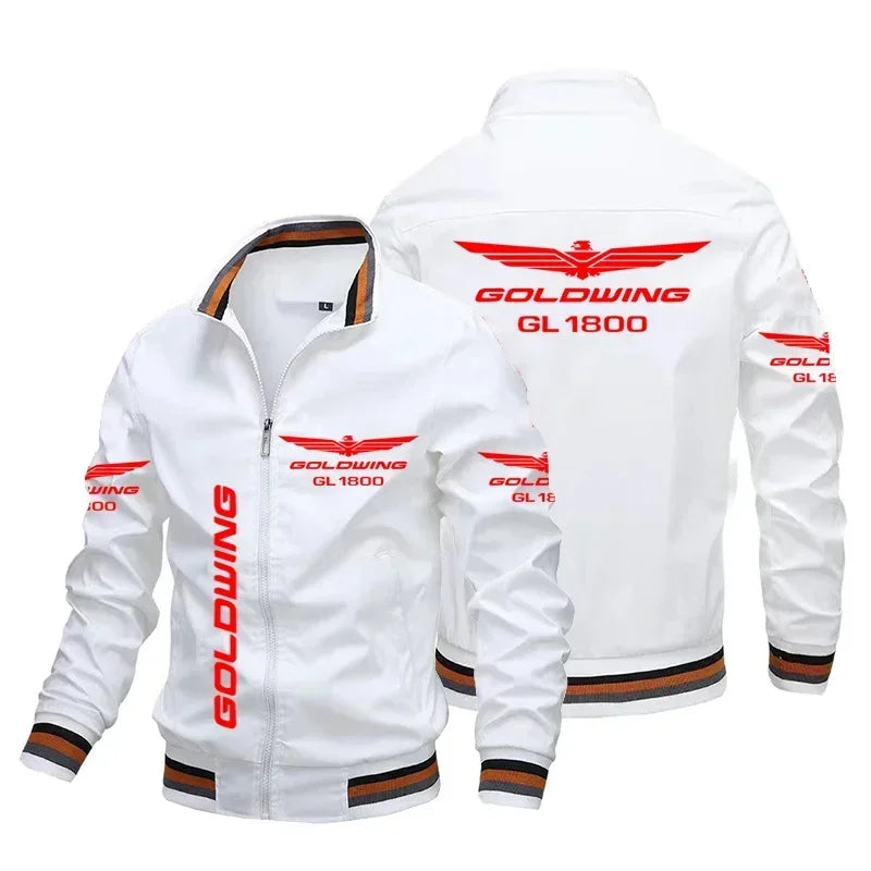 Honda Motorcycle Gold Wing GL1800 Print Jacket Biker Racing Team Custom Bomber Jacket Oversized Windbreaker Honda Men Clothing