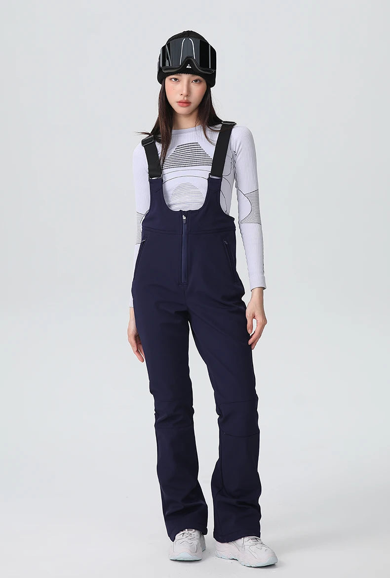 new women slim strap ski pants women's waterproof four-way stretch fleece winter ski pants snow ski pants women