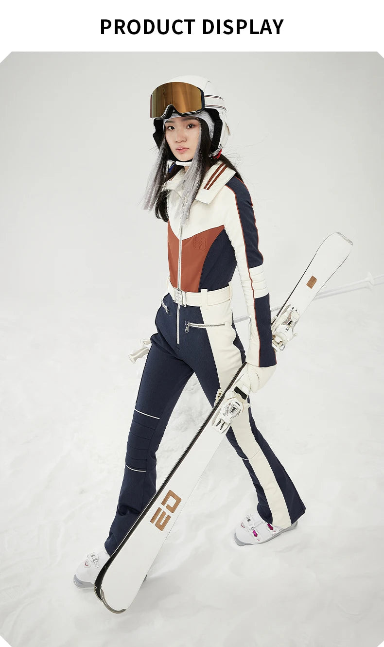 VECVEC Slim Ski Breathable Suit Women Snowboard Clothing Snow Suit Windproof Waterproof One Piece Bib Ski Wear