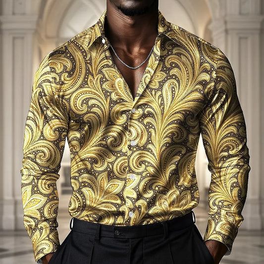 2025 Men's Paisley Ethnic Flowers Shirt Long Sleeve Vintage Retro Vacation Daily wear Turndown 3D Print Button Up Shirts