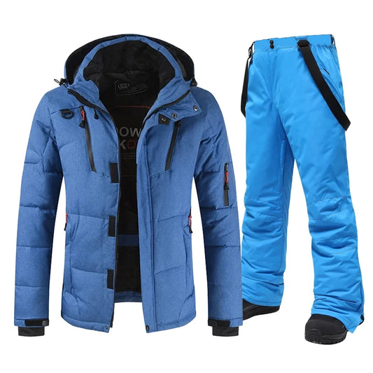 Winter Ski Suit Men Camping Mountain Ski Jacket Ski Pants Warm Windproof Down Jacket Overalls Outdoor Sports Snowboard Clothing