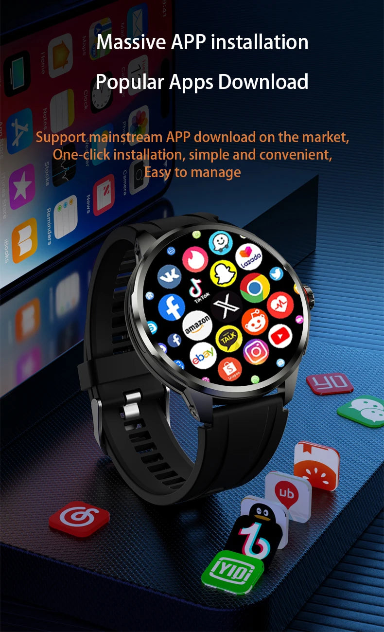 Original H99 Smart Watch Android Watches Amoled Smartwatch With 190° Rotary Camera Google Play Store 1.95inch Amoled Screen