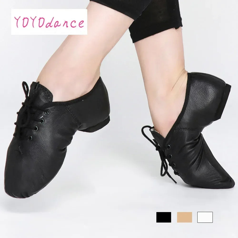 New Professional Jazz Dance Shoe Boot Women Men Kids Lace Up Dancing Sneakers Leather Athletic Shoes