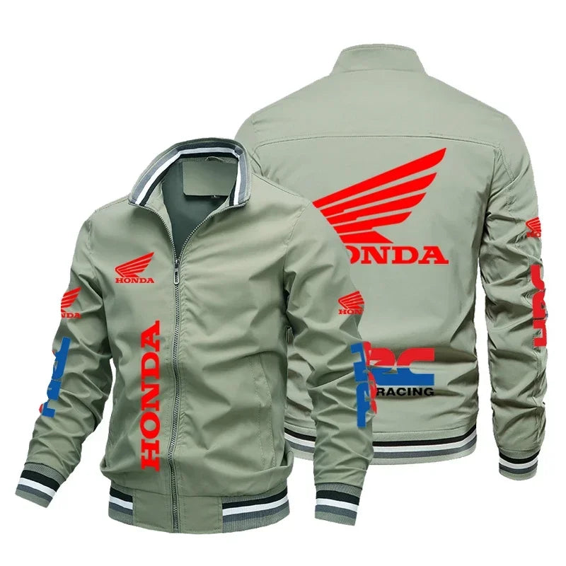 45472 New Honda Motorcycle Men's Jacket Honda Print Bomber Jacket Casual Trendy Baseball Uniform Men's Women's Motorcycle Jacket