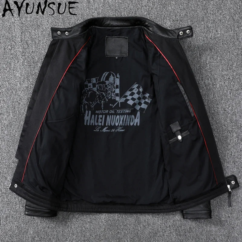 Mens Leather Jacket Autumn Men Clothing Handsome Motorcycle Jackets Two Colors Short Coats Kurtka Męska Skórzana Slim