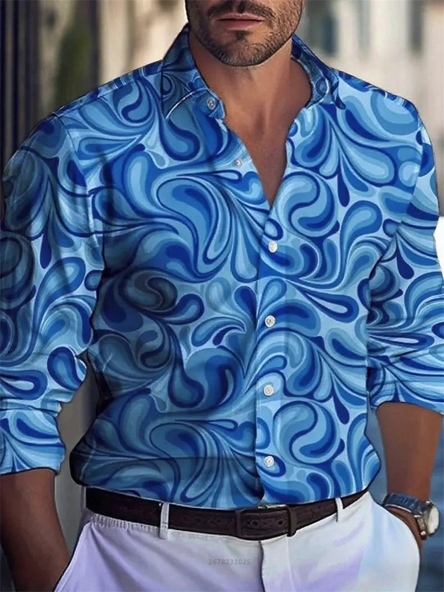 Men's shirt 3D high-definition tropical print long-sleeved shirt, Hawaiian shirt, spring and autumn casual party top XS-6XL size
