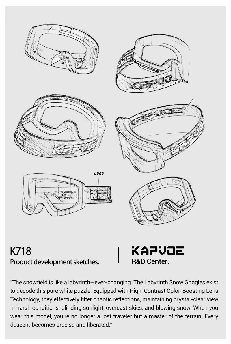 KAPVOE New Outdoor Photochromic Ski Goggles Magnetic Anti-fog Ski Glasses Winter Sports Skiing Snowboard Men Women UV400 Snow