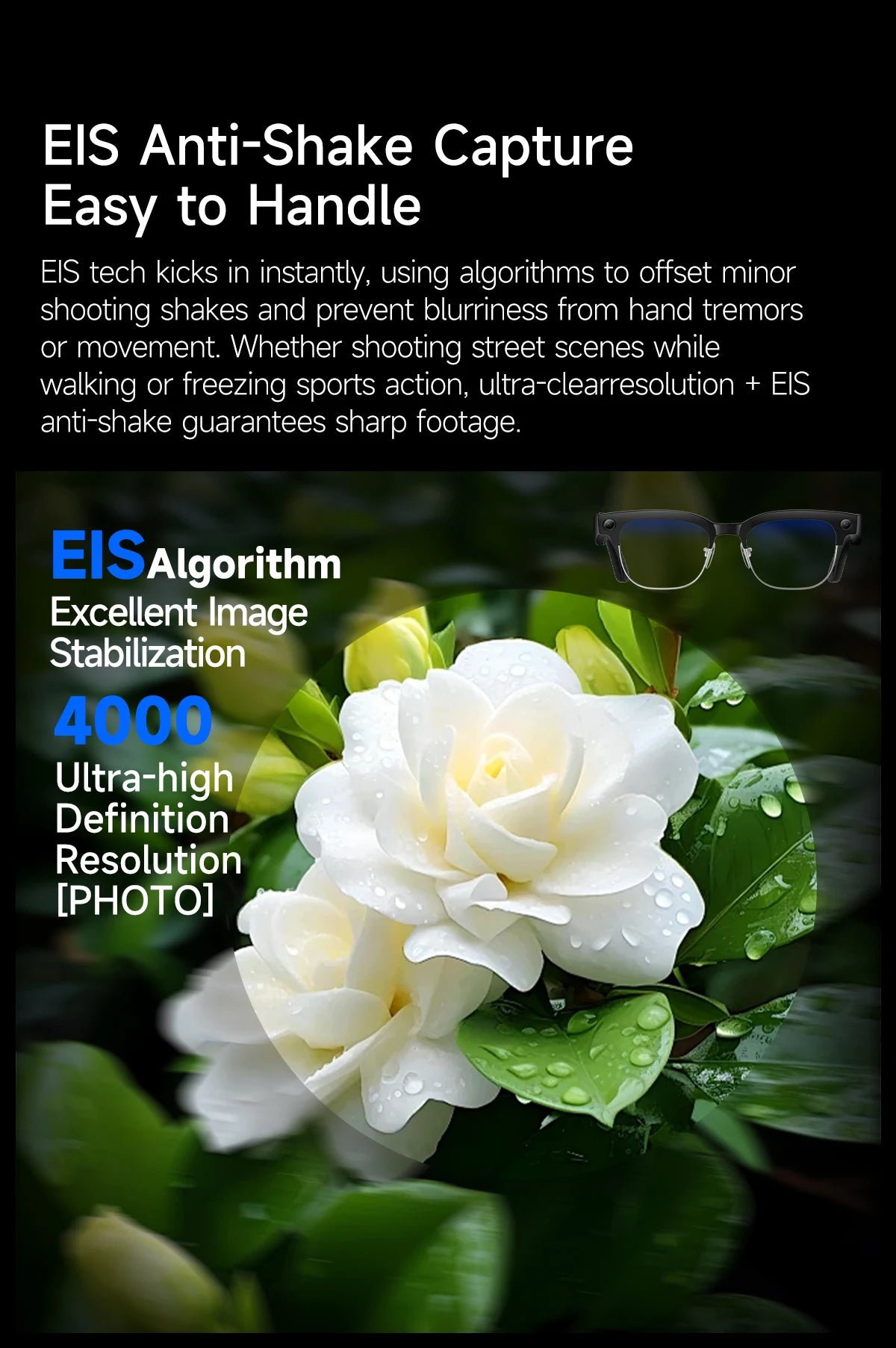 New 1080P Anti-shake Video Recording 800W HD Smart Glasses Men 100+Language Translation WIFI Transmission Call AI Chat Glasses