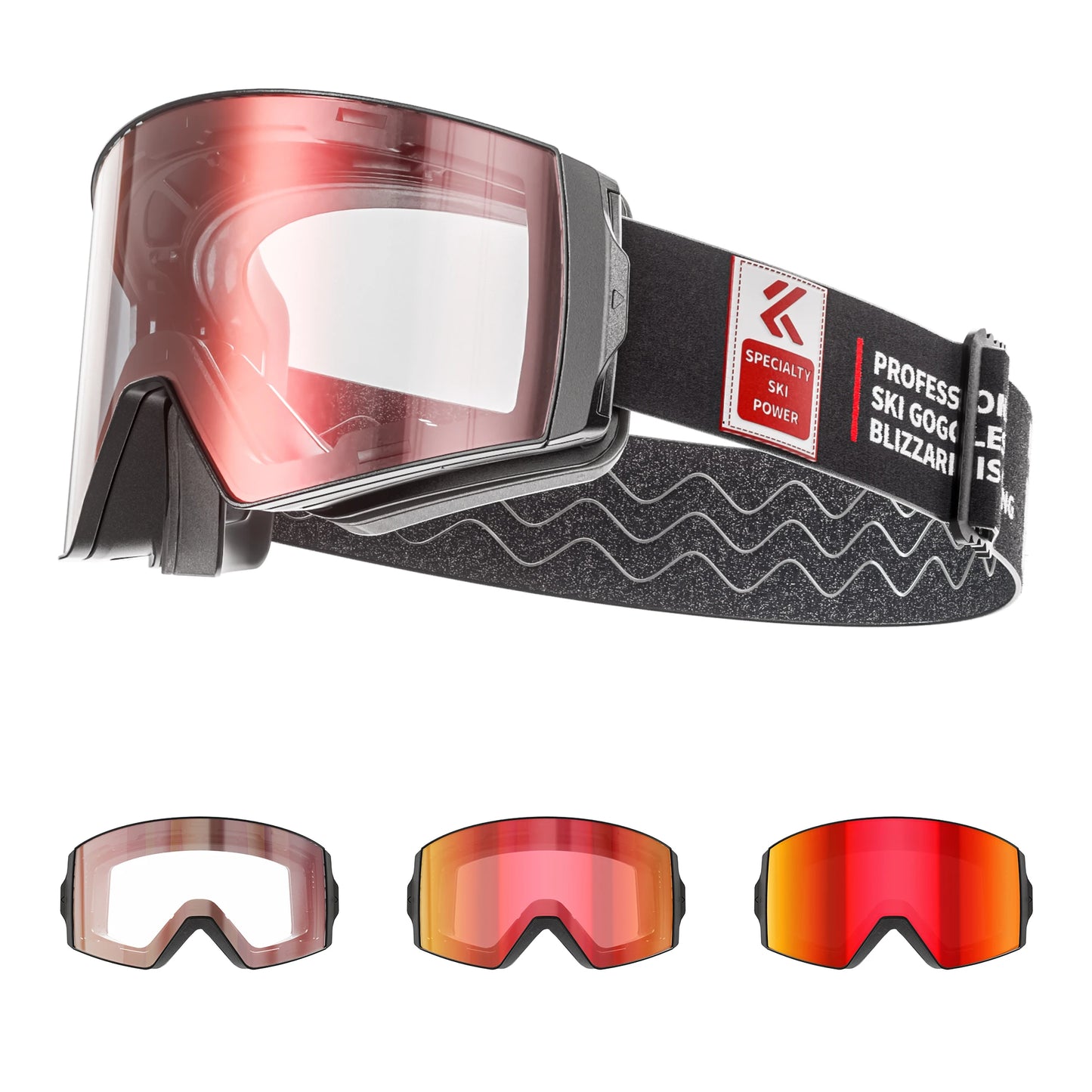 Kapvoe Photochromic Ski Goggles Magnetic Anti-Fog Lenses UV400 Protection Men Women Ski Goggles Snow Sunglasses Sports Eyewear