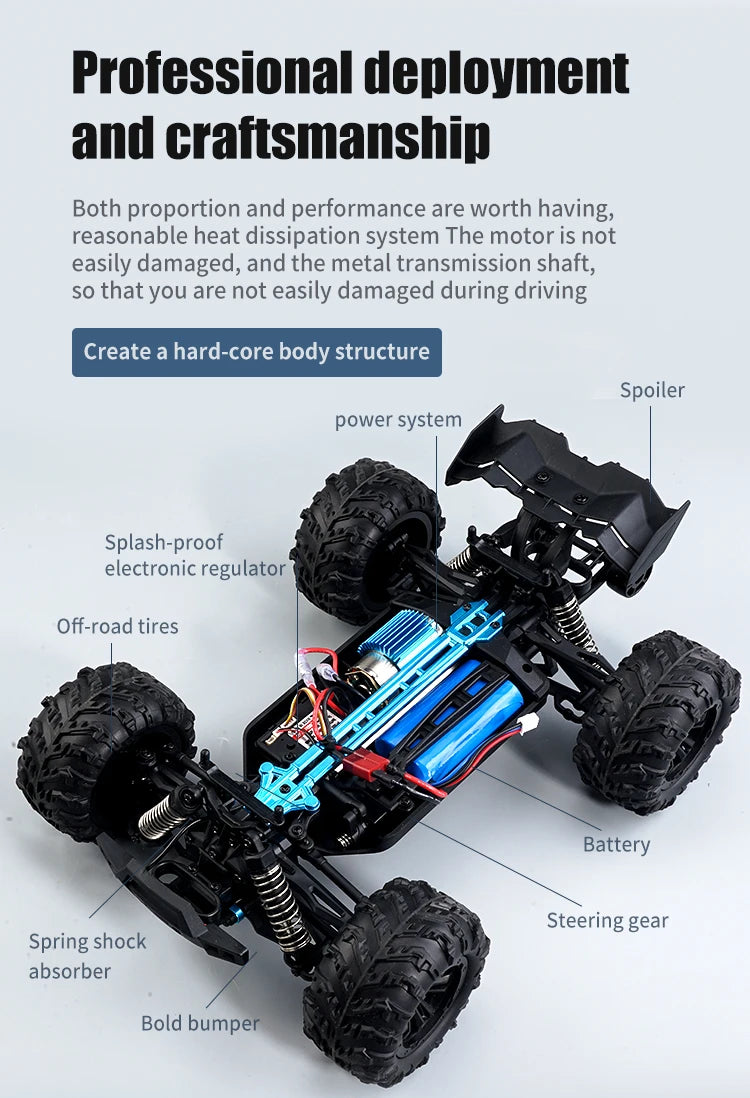 4WD 1:16 80KM/H Super Brushless 50KM/H Brushed RC Car 4x4 Off Road Remote Control High Speed Drift Racing Truck Toy Kids Adults