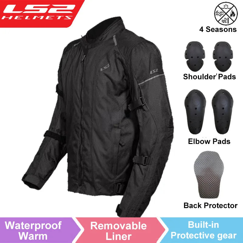 LS2 Original Motorcycle Jacket Winter Warm LS2 SEPANG Motocross Riding Jacket Men Women CE Anti-fall Waterproof Motorbike Jacket