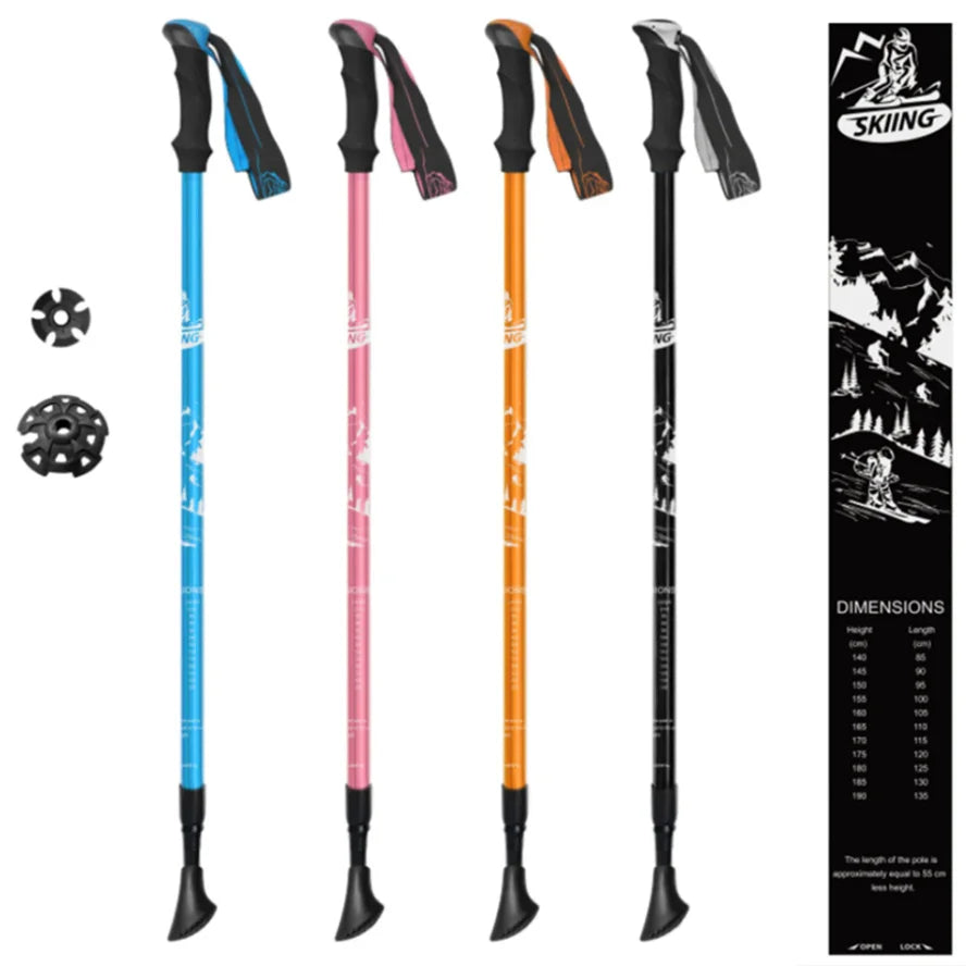 Skiing Pole Adjustable Trekking Poles for Outdoor Adventures Hiking Support Snowboarding Sturdy Walking Sticks for Mountains