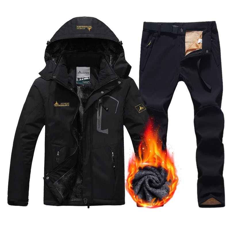 Winter Ski Suit Men Snowboard Fleece Jacket Pants Thicken Warm Waterproof Windproof Skiing And Snowboarding Sets Snow Suits Male