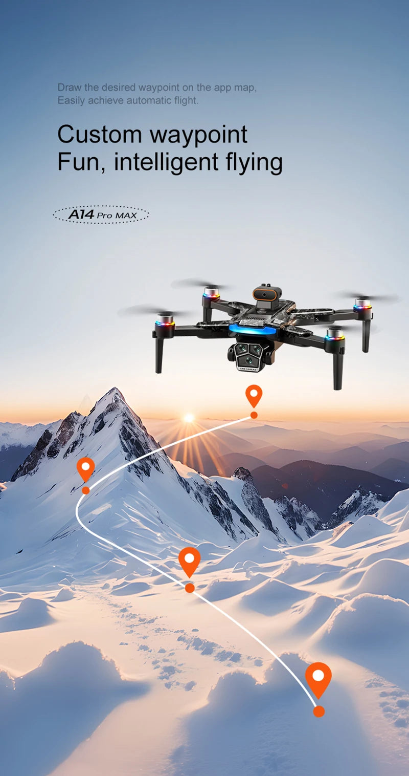 Upgrade A14 Pro Max Drone Aerial 8K HD Dual-Camera 5G WIFI GPS Brushless Motor Optical Flow Obstacle Avoidance RC Drone 10000M