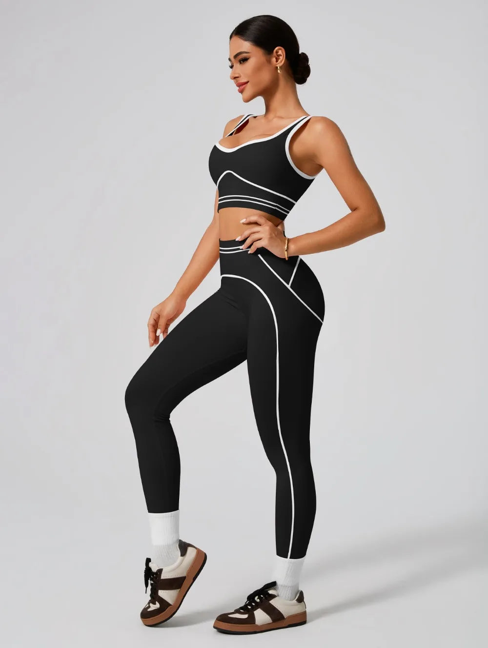 Women's Seamless Yoga Set - Sports Bra & High Waist Leggings Activewear for Gym Workout Fitness Exercise Stretch Athletic Outfit