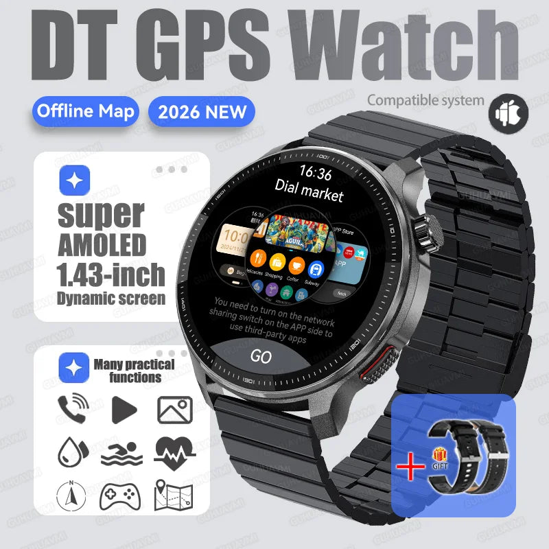 NEW 4G Memory GPS Offline Map Position Smart Watch Built-in App Market Game Compass Waterproof Swim Watches Sports Fashion Watch