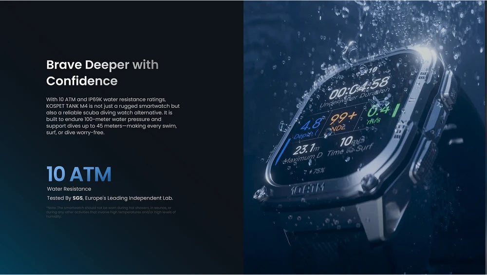 KOSPET Tank M4 Smart Watch for Men Stainless Steel 6-Sat GPS Offline Maps 100M Waterproof 24/7 Health Monitor for Android iOS