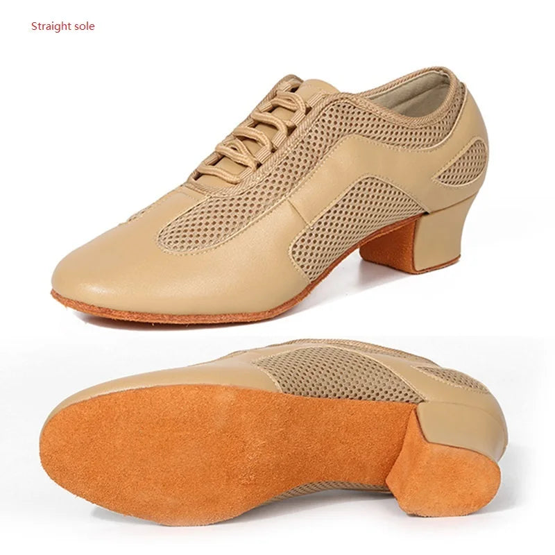 Latin Dance Shoes Adult Men Women Skin Tone Patent Leather Professional Soft Teacher Shoes Square Dance Shoes Ballroom Big Size