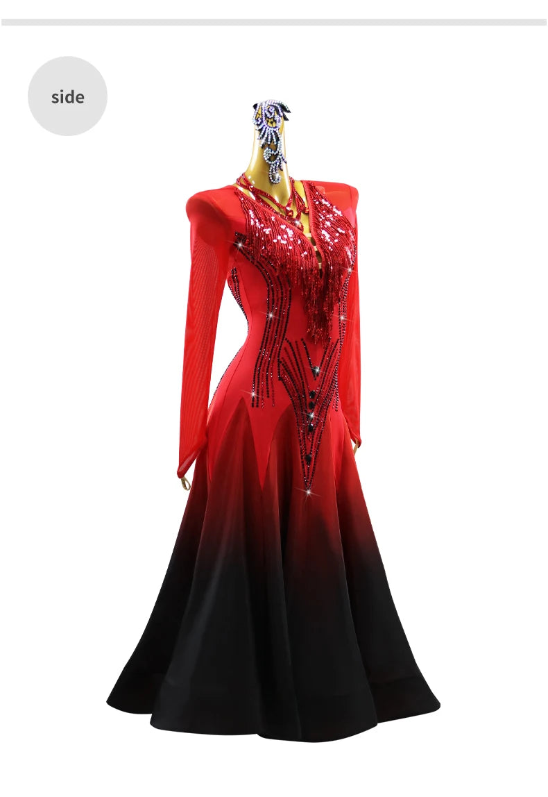 Womens Modern Dress Carnival Girls Ballroom Dance Costumes Waltz Female Suit Korean Stadium Lyrical Long Sleeve Stage Party Sets