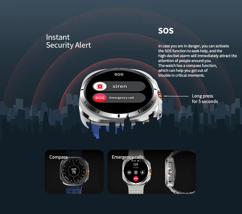 Smart Watch 8 Ultra 2025 Color Matching GPS Compass Smart Watch BT call NFC IP68 Waterproof 4GB Health monitoring Reduction 100%