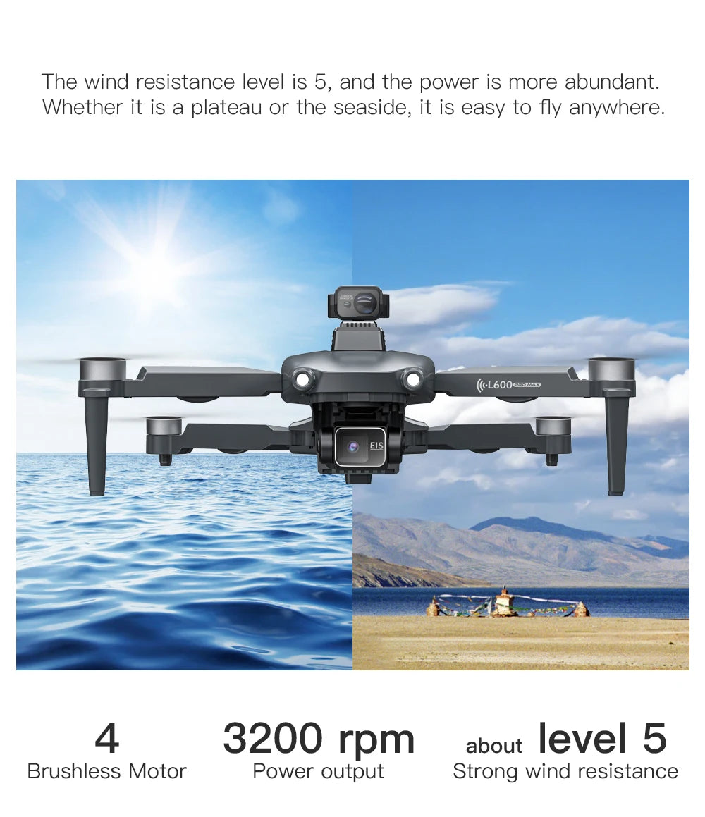 L600 PRO MAX / PRO GPS Drone Professional 4K HD Dual Camera 3-Axis PTZ Brushless Obstacle Avoidance 5G WIFI RC Quadcopter Toys
