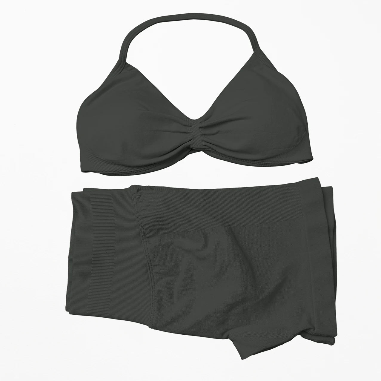 Seamless 2 Pieces Strappy Yoga Halter Bras Sets Scrunch Butt Sports Shorts Quick Dry Backless Gym Crop Tops with Pad Push Up Set