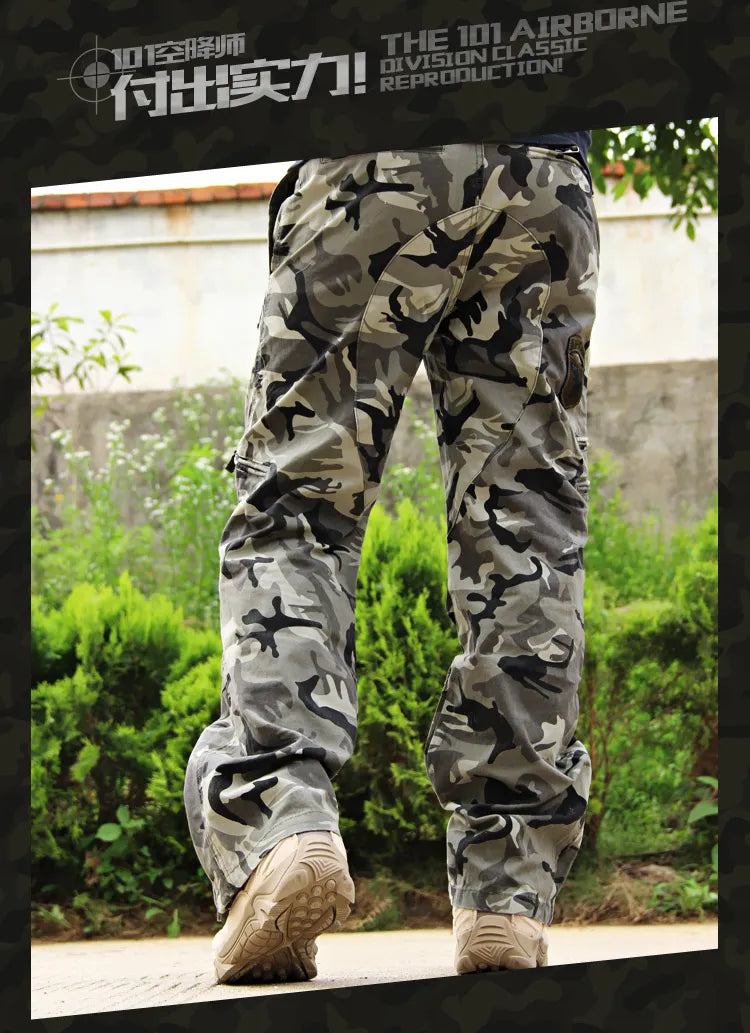 Men's Cargo Pants Outdoors Style Tactical Pants Male Camo Jogger Plus Size Cotton Many Pocket Men Camouflage Black Trousers