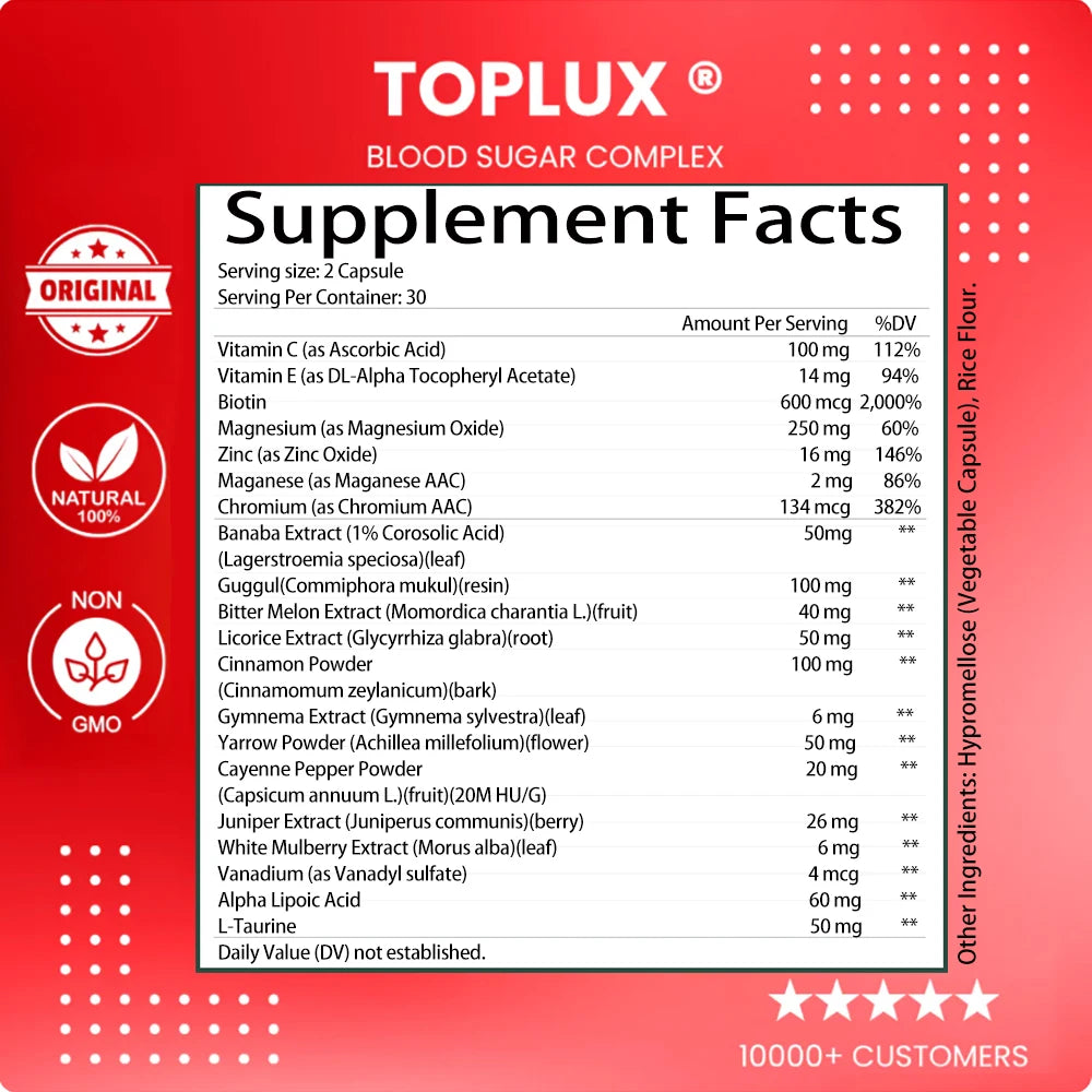 Normal Blood Sugar Support Supplement - 20 Active Ingredients Complex to Support Blood Sugar Levels Already in The Normal Range
