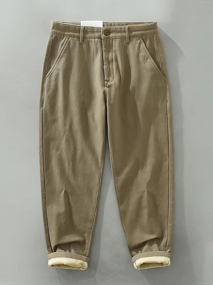 100% Cotton Casual Chino Pants Men Loose Jogger Pants Sport Sweatpants Straight Khaki Trousers
