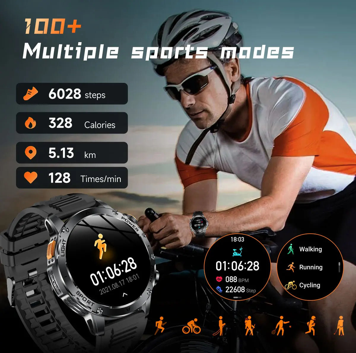 2025 Men 1.7-inch AMOLED Screen Smart Watch 1000mAh Battery Heart Rate Bluetooth Call NFC GPS Tracker Sports Fitness Watches New