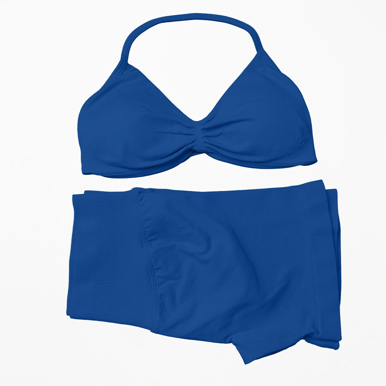 Seamless 2 Pieces Strappy Yoga Halter Bras Sets Scrunch Butt Sports Shorts Quick Dry Backless Gym Crop Tops with Pad Push Up Set