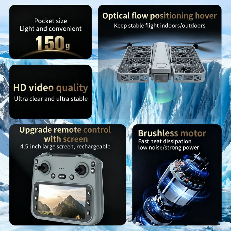 2025 NEW S161 MAX MIni Drone Cam 4K HD Professinal Dual Camera 4.5-inch screen UAV With screen brushless motor Quadcopter Drones